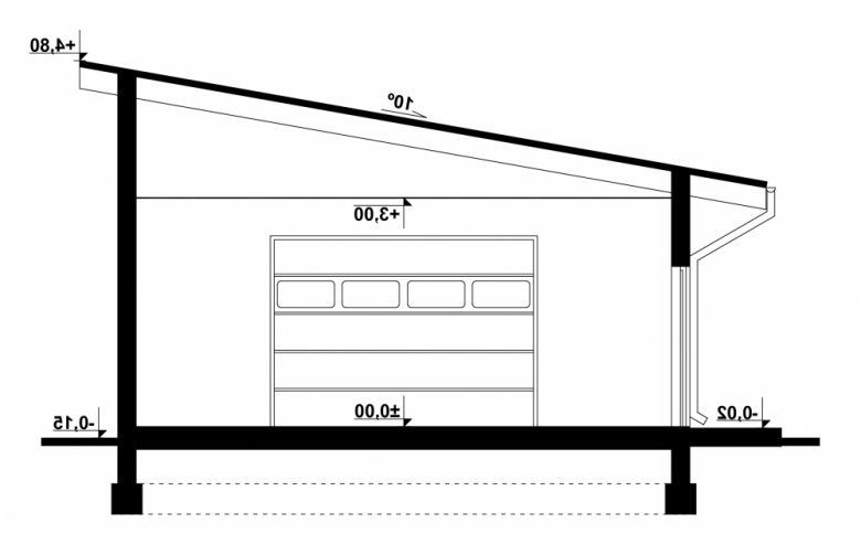 Projekt domu energooszczędnego G149 - Budynek garażowy - przekrój 1