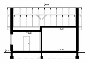 Przekrój projektu G150 - Budynek gospodarczy