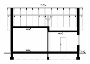 Przekrój projektu G150 - Budynek gospodarczy w wersji lustrzanej