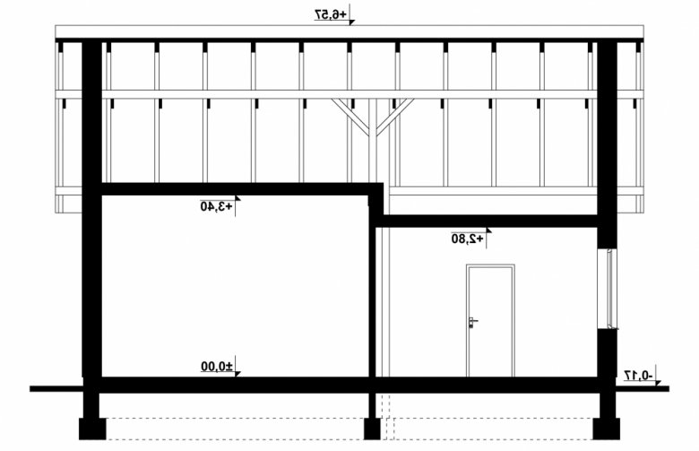 Projekt domu nowoczesnego G150 - Budynek gospodarczy - przekrój 1