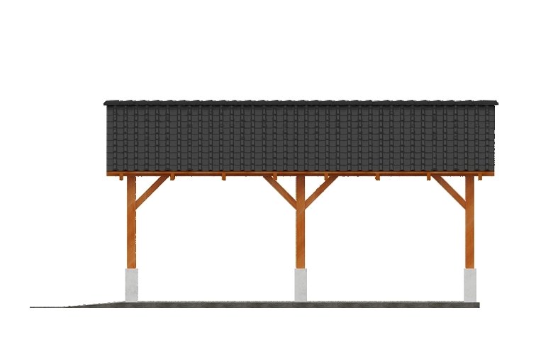 Projekt domu energooszczędnego G152 - Wiata drewniana - elewacja 1