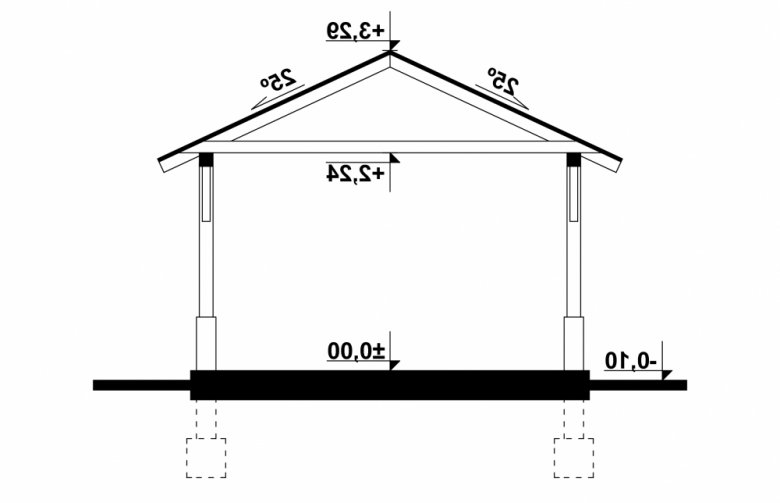 Projekt domu energooszczędnego G152 - Wiata drewniana - przekrój 1