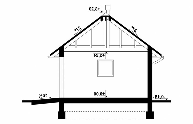 Projekt domu energooszczędnego G153 - Budynek gospodarczy - przekrój 1