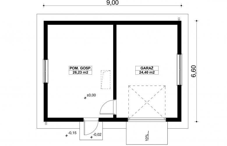 Projekt domu energooszczędnego G154 - Budynek garażowo - gospodarczy - 