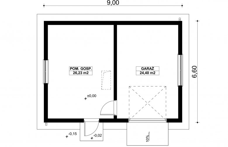 Projekt domu energooszczędnego G154 - Budynek garażowo - gospodarczy - 