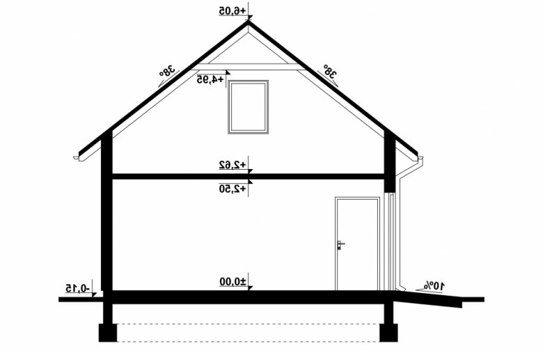 Projekt domu energooszczędnego G154 - Budynek garażowo - gospodarczy - przekrój 1