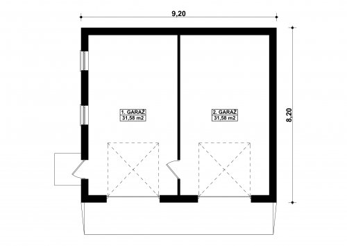 Rzut projektu G155 - Budynek garażowy