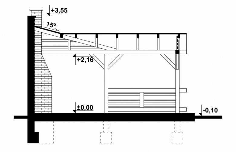 Projekt domu nowoczesnego G156 - Altana ogrodowa - przekrój 1