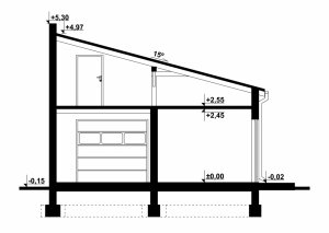 Przekrój projektu G158 - Budynek garażowo - gospodarczy