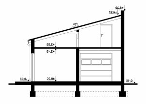 Przekrój projektu G158 - Budynek garażowo - gospodarczy w wersji lustrzanej