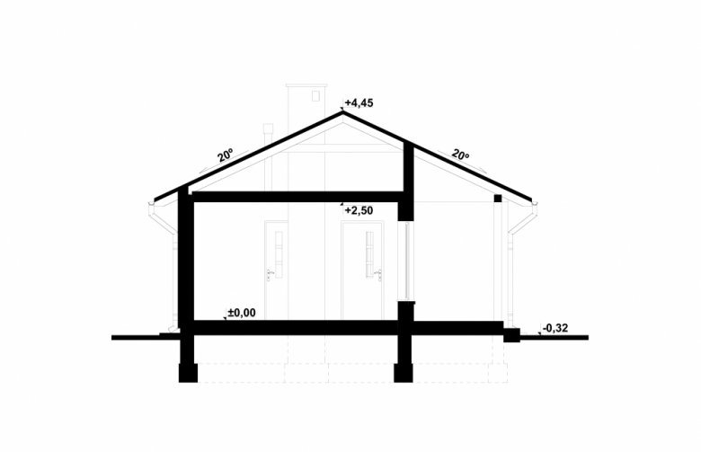 Projekt domu letniskowego G159 - Budynek letniskowy - przekrój 1