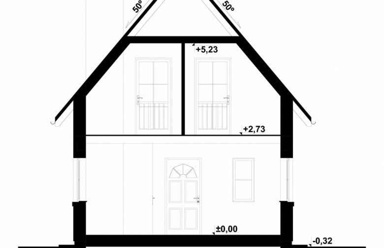 Projekt domu letniskowego G161 - Budynek letniskowy - przekrój 1