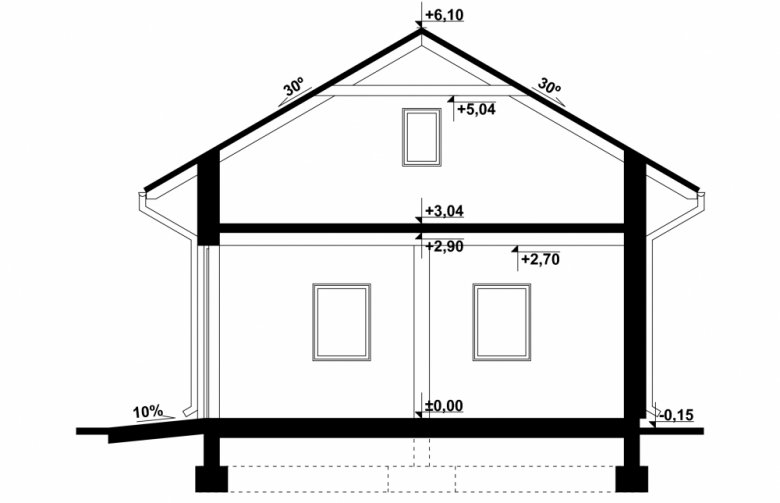 Projekt domu energooszczędnego G162 - Budynek gospodarczy - przekrój 1