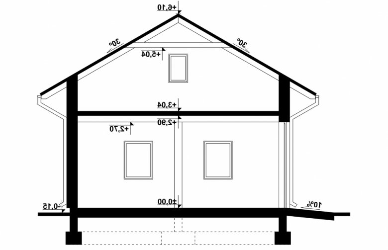 Projekt domu energooszczędnego G162 - Budynek gospodarczy - przekrój 1