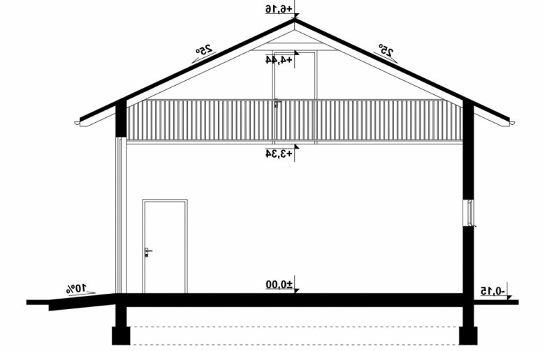 Projekt domu energooszczędnego G164 - Budynek garażowo - gospodarczy - przekrój 1