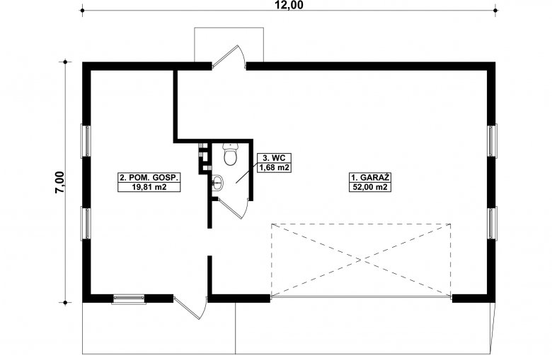 Projekt domu energooszczędnego G165 -  Budynek garażowo - gospodarczy - 