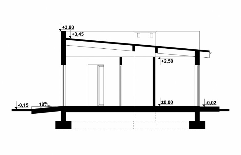 Projekt domu energooszczędnego G165 -  Budynek garażowo - gospodarczy - przekrój 1