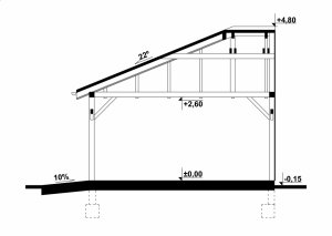 Przekrój projektu G168 - Wiata drewniana