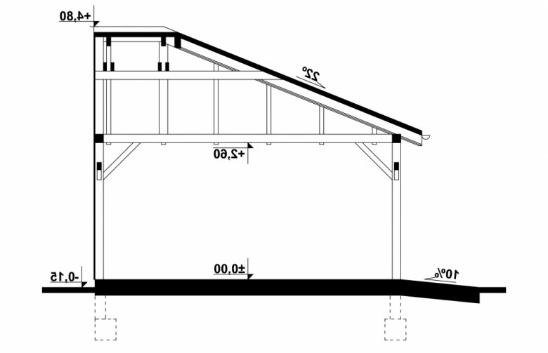 Projekt domu energooszczędnego G168 - Wiata drewniana - przekrój 1