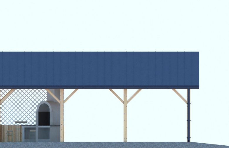 Projekt domu energooszczędnego G170 - Wiata drewniana - elewacja 2
