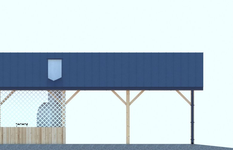 Projekt domu energooszczędnego G170 - Wiata drewniana - elewacja 3