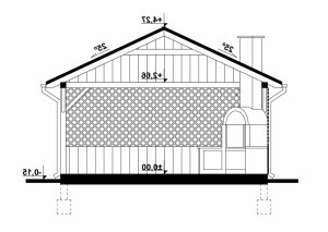 Przekrój projektu G170 - Wiata drewniana w wersji lustrzanej