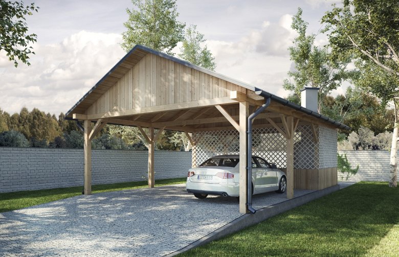 Projekt domu energooszczędnego G170 - Wiata drewniana