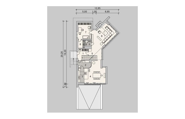 Projekt domu szkieletowego LK&1101 - parter