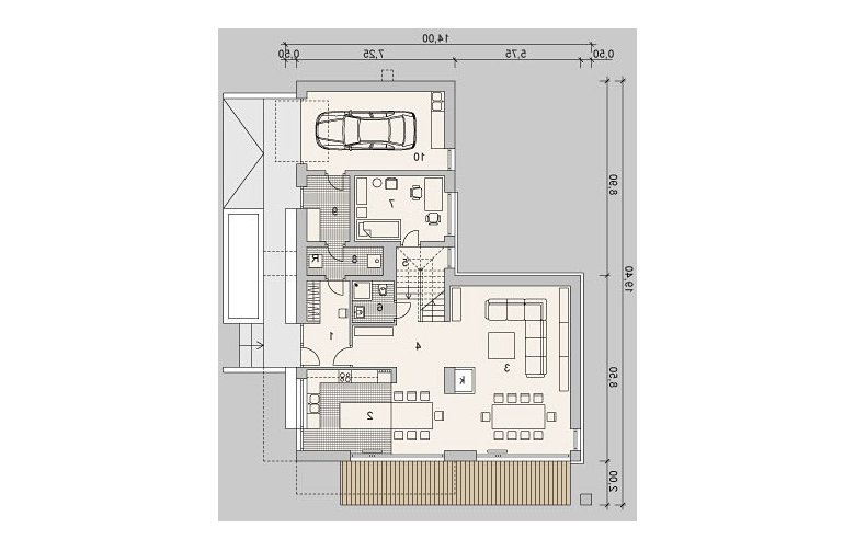 Projekt domu szkieletowego LK&1102 - parter