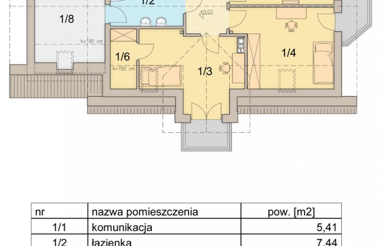 Projekt domu jednorodzinnego Mango - poddasze