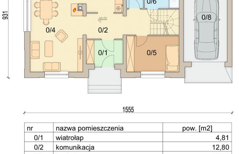 Projekt domu jednorodzinnego Kardamon G1 - parter