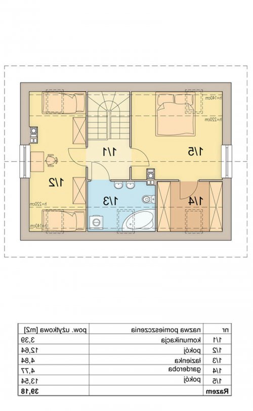 Rzut projektu Cynamon - wersja lustrzana