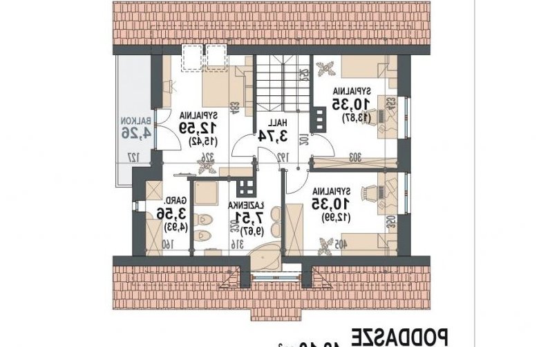 Projekt domu wielorodzinnego Lolek N - rzut poddasza