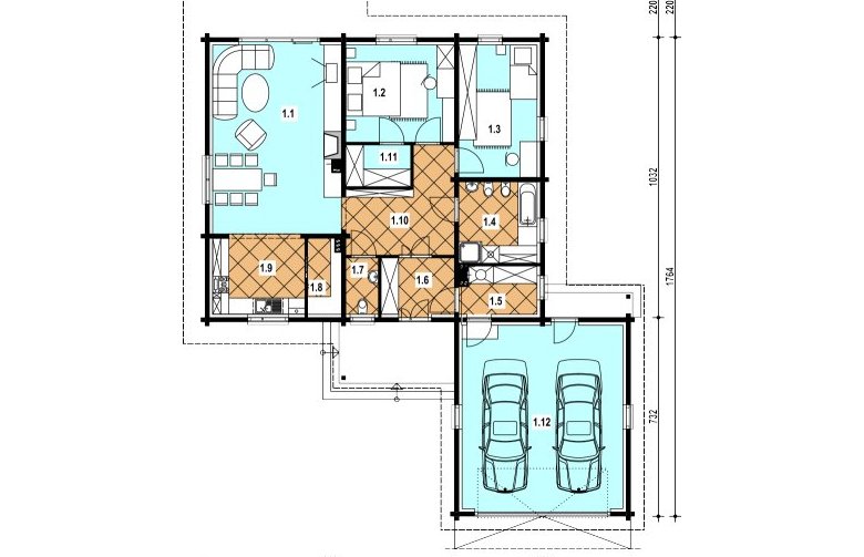 Projekt domu z bala A-128 BAL - 