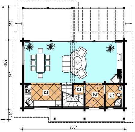 Rzut projektu A-131 (drewniany) - wersja lustrzana