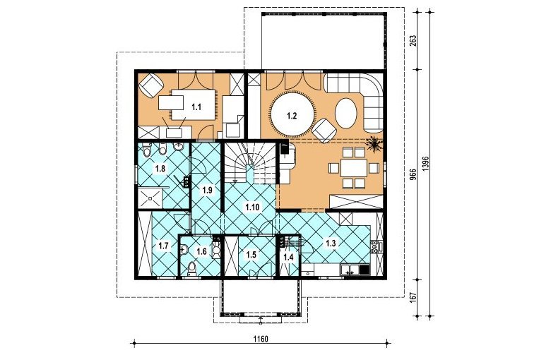 Projekt domu szkieletowego A-127 (drewniany) - 