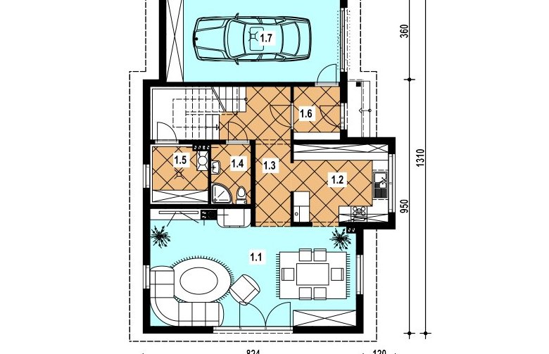 Projekt domu jednorodzinnego A-129 (drewniany) - 