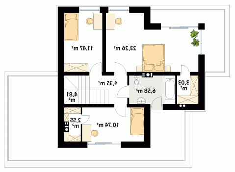 Rzut projektu Andante - wersja lustrzana