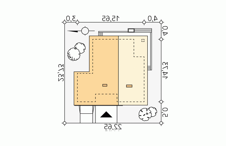 Projekt domu tradycyjnego As 3 - Usytuowanie - wersja lustrzana
