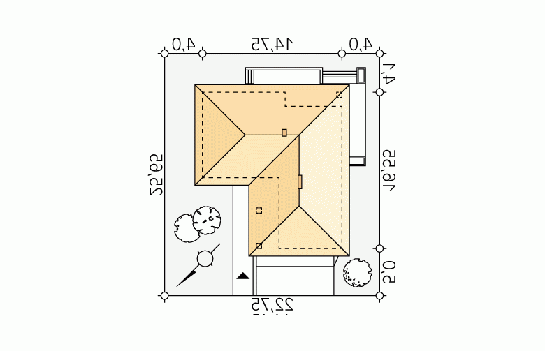 Projekt domu tradycyjnego Atut 3 - Usytuowanie - wersja lustrzana