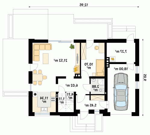 Rzut projektu Calineczka 3 - wersja lustrzana