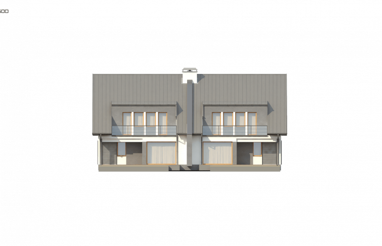 Projekt domu bliźniaczego Zb15 (cena za jeden segment) - elewacja 1