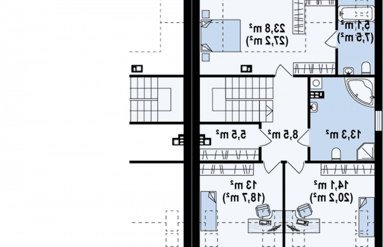 Projekt domu bliźniaczego Zb13 - rzut poddasza