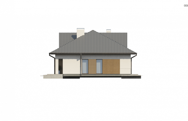 Projekt domu parterowego Z230 - elewacja 3