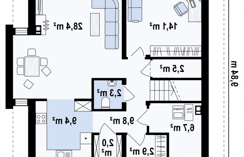 Projekt domu z poddaszem Z304 - rzut parteru