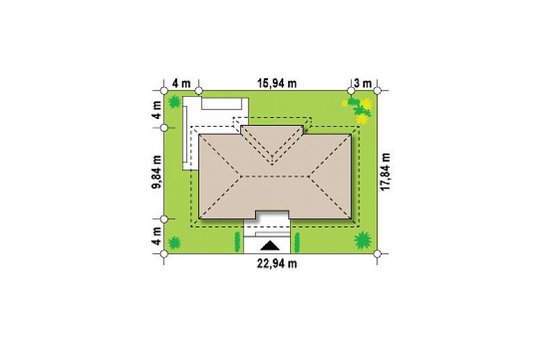 Projekt domu parterowego Z307 - Usytuowanie