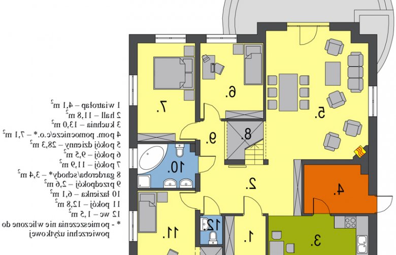 Projekt domu wielorodzinnego Groszek dach dwuspadowy - rzut parteru