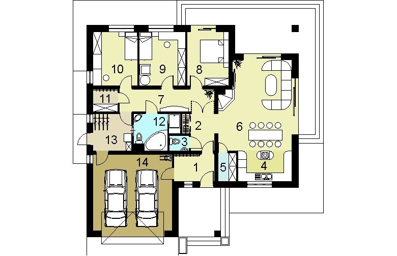 Projekt domu jednorodzinnego HG-H7G - rzut parteru