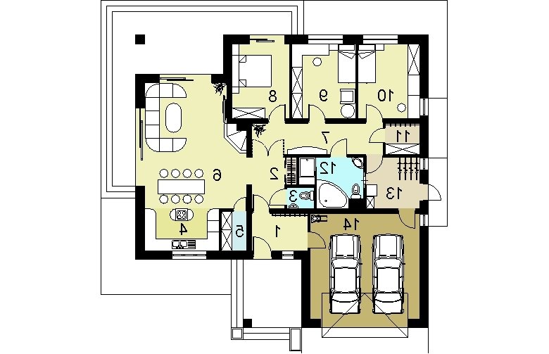 Projekt domu jednorodzinnego HG-H7G - rzut parteru