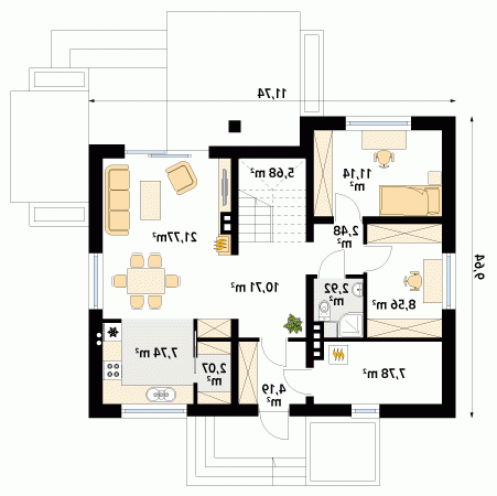 Rzut projektu Ibis 2 - wersja lustrzana